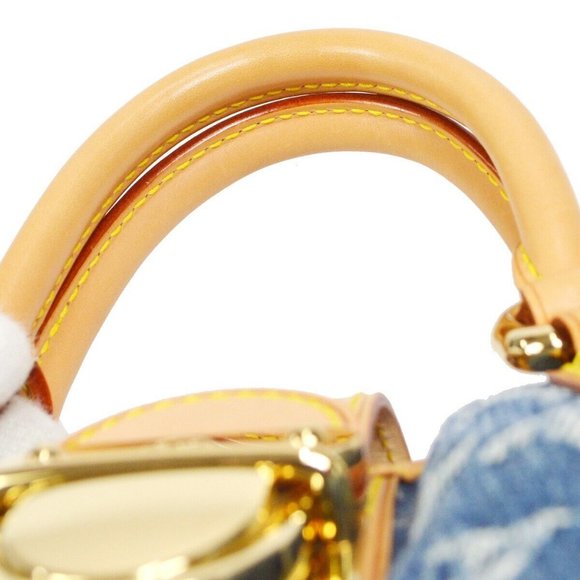 Authenticity Guarantee LOUIS VUITTON PLEATY HANDBAG PURSE INDIGO MONOGRAM DENIM - Picture 6 of 11